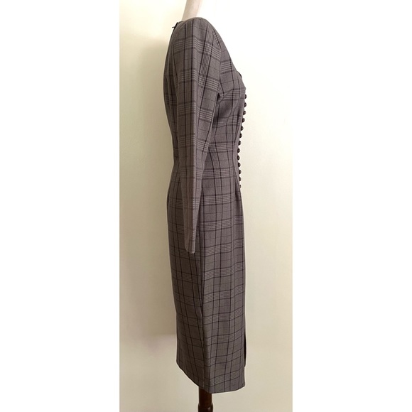 Vintage 90s La Belle Plaid Midi Dress Button Front Academia Soft Goth Size S/M - Picture 3 of 8